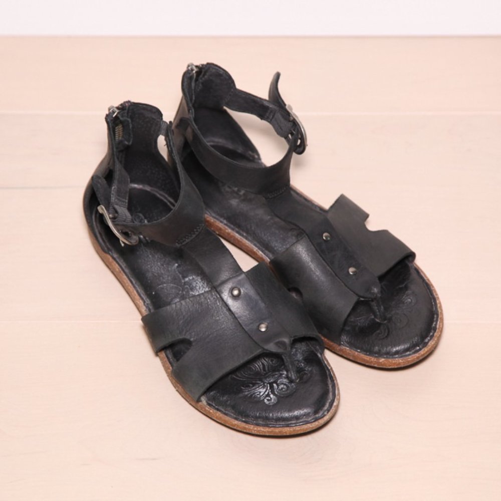 Born Black Leather Sandals